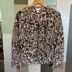 NWOT Chico's Women's Animal Print Open Front Jacket, 100% Cotton